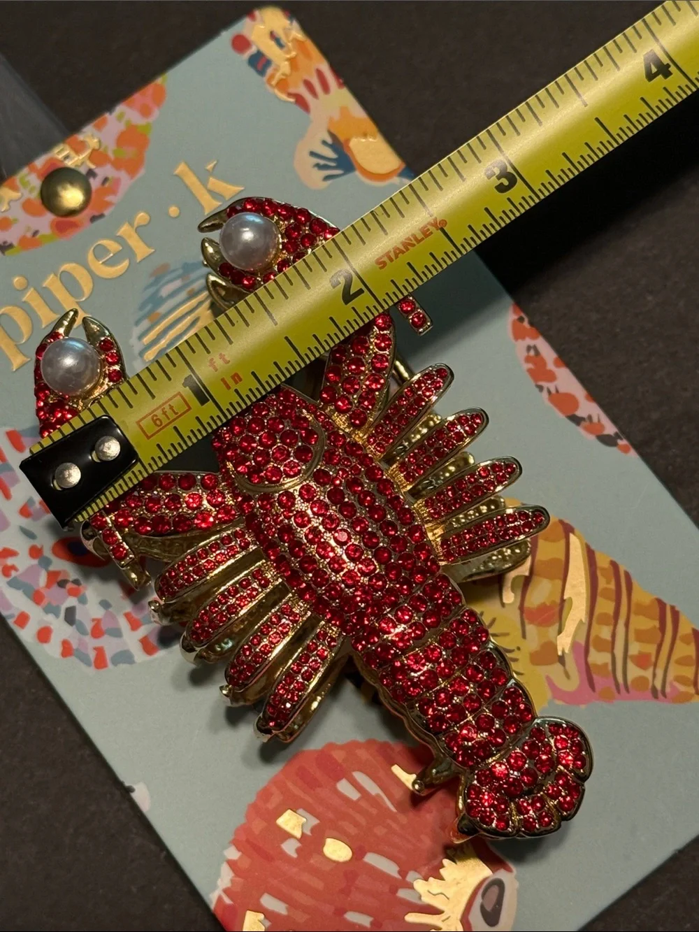 Piper•k Sparkly Red Crystal and Gold Lobster Hair Clip